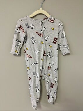 Peanuts Grey Snoopy & Woodstock Footed One-Piece